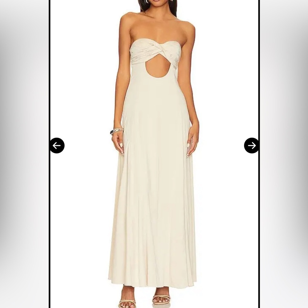 LPA Elegant Cream Beige Maxi Dress